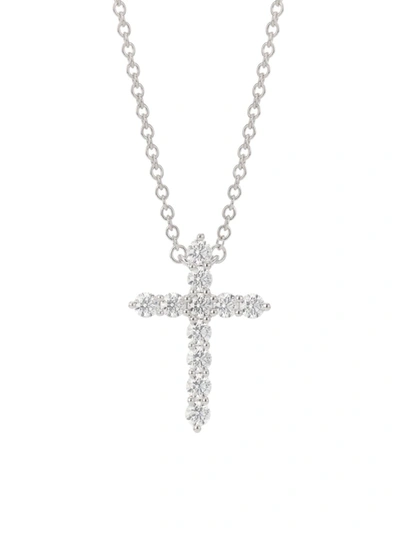 Shop Hearts On Fire Women's 18k White Gold & Diamond Cross Pendant Necklace