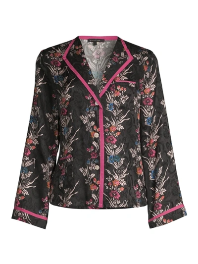 Shop Morgan Lane Mimi Floral Silk-blend Top In Noir