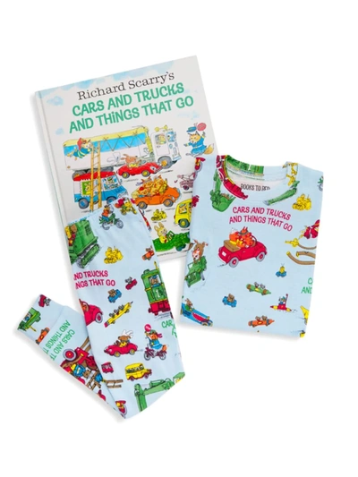 Shop Books To Bed Little Boy's & Boy's "cars And Trucks" Two-piece Pajama Set In Blue