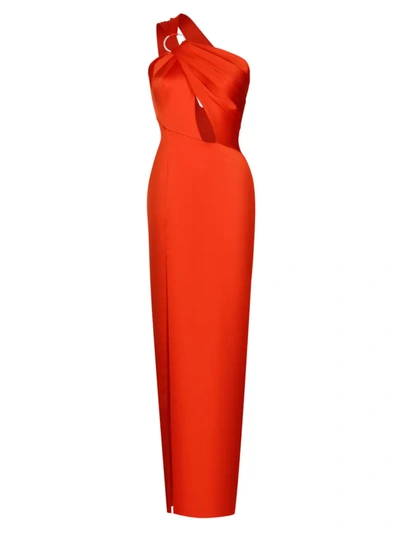 Shop Rasario Women's Satin One-shoulder Cutout Dress In Orange