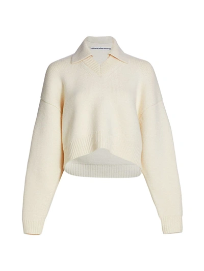Shop Alexander Wang Layered Collar Pullover Sweater In Ivory