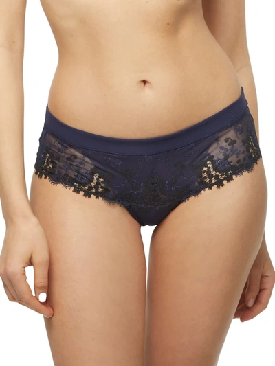 Shop Simone Perele Wish Embroidered Boy Shorts In Night Blue