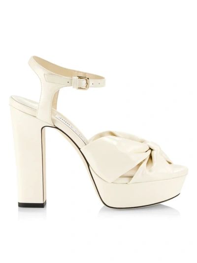 Shop Jimmy Choo Women's Heloise 120mm Soft Patent Platform Sandals In Latte