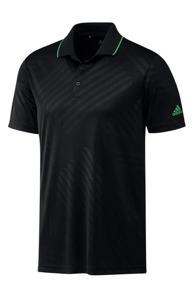 Shop Adidas Golf Embossed Logo Recycled Polyester Polo In Black