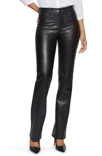 Nydj Marilyn Faux Leather High Rise Straight Jeans In Black In Black