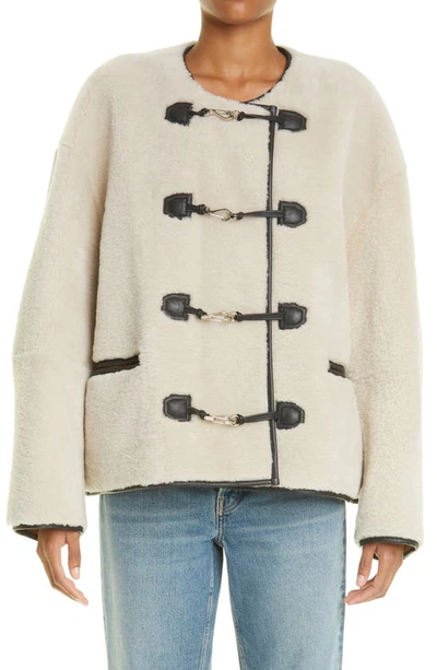 Shop Totême Teddy Genuine Shearling Jacket In Neutrals