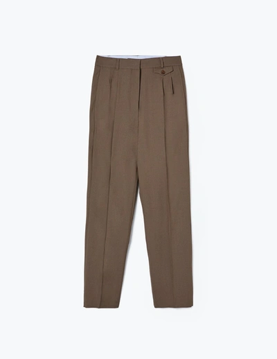 Shop A Line Coffee Pleat Detail Straigh-leg Trousers In Brown