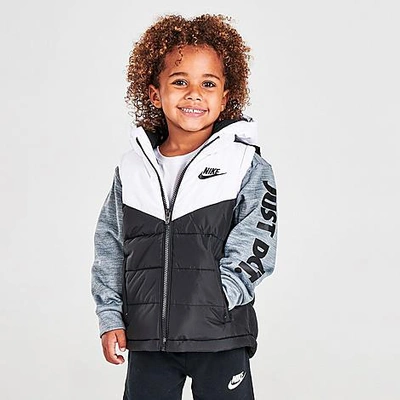 Shop Nike Boys' Toddler 2fer Puffer Jacket In Black/white/cool Grey