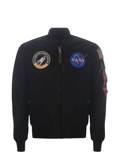 Alpha Industries Mens Black Nasa Ma-1 Baseball-collar Shell Bomber Jacket L  | ModeSens