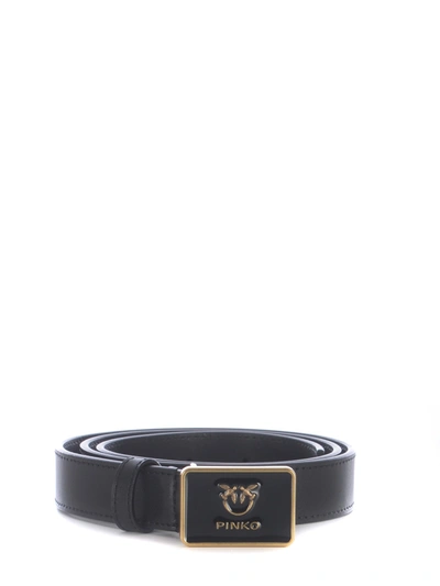 Pinko Black Leather Belt With Logo Buckle | ModeSens