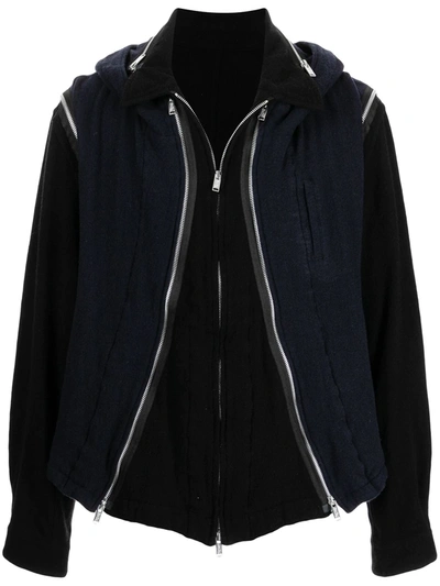 Shop Undercover Layered Hooded Jacket In Black