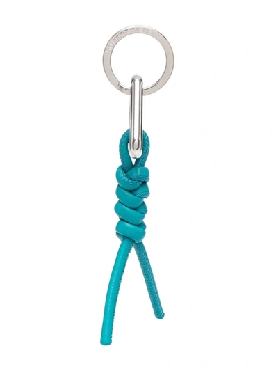 Shop Bottega Veneta Braided Leather Keyring In Blue