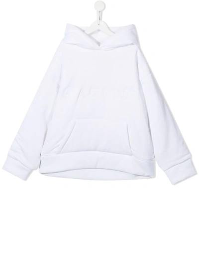 Shop Mm6 Maison Margiela Teen Embroidered-logo Cotton Hoodie In White