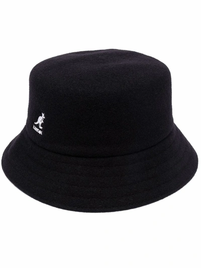 Shop Msgm X Kangol Embroidered-logo Bucket Hat In Black