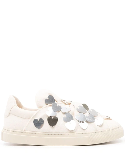 Shop Ports 1961 Heart-embellished Low-top Sneakers In Neutrals