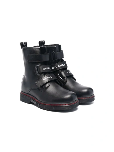 Shop Givenchy Touch-strap Leather Boots In Black