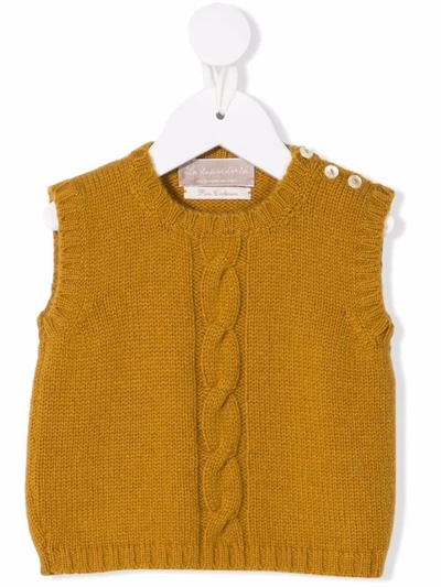 Shop La Stupenderia Cable-knit Vest In Yellow