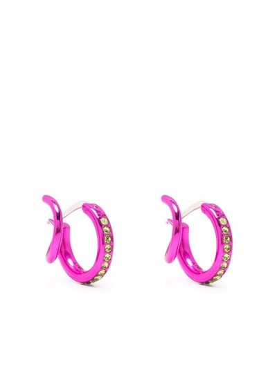 Shop Panconesi Stellar Crystal-embellished Hoop Earrings In Pink