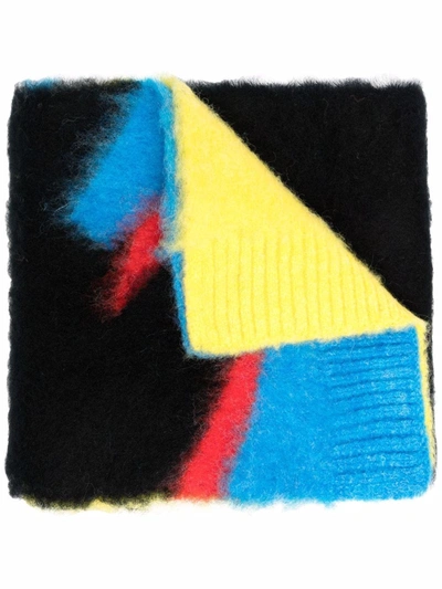 Shop Loewe Colour-block Knitted Scarf In Black
