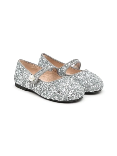 Shop Age Of Innocence Elin Glitter Ballerina Shoes In Silver
