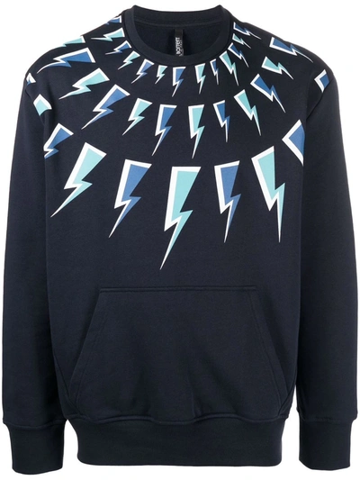 Shop Neil Barrett Thunderbolt-print Sweatshirt In Blue