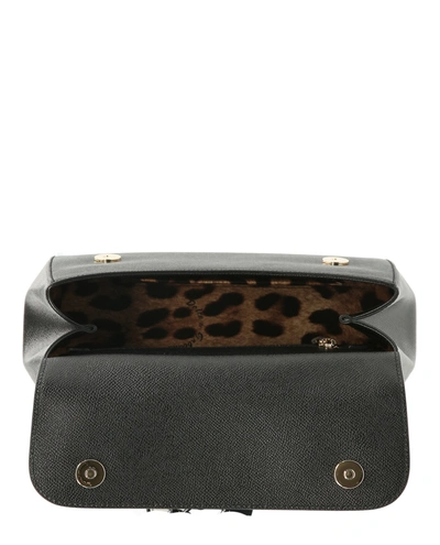 Shop Dolce & Gabbana Sicily Leather Shoulder Bag In Black