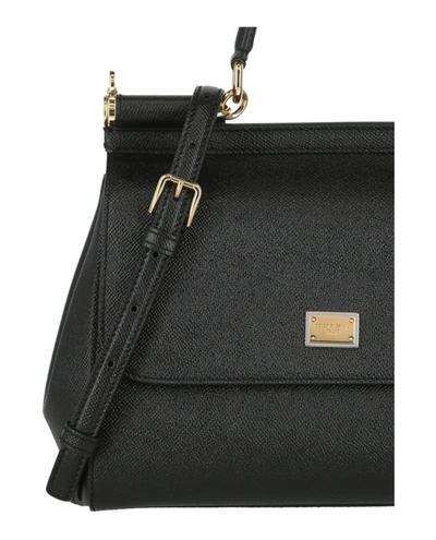 Shop Dolce & Gabbana Sicily Leather Shoulder Bag In Black