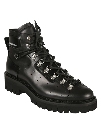 Dsquared2 Hiking Hector Black Leather Combat Boot | ModeSens
