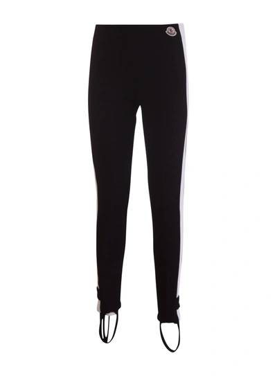 Shop Moncler Logo Patch Trousers In Nero