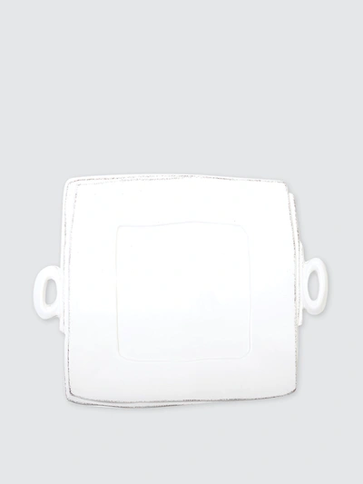 Shop Vietri Lastra Handled Square Platter In White