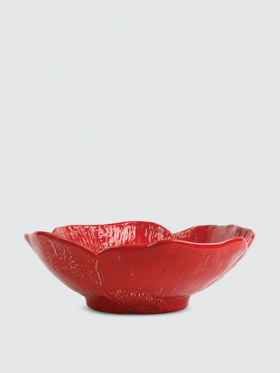 Shop Vietri Lastra Poppy Figural Large Serving Bowl In Poppy Red