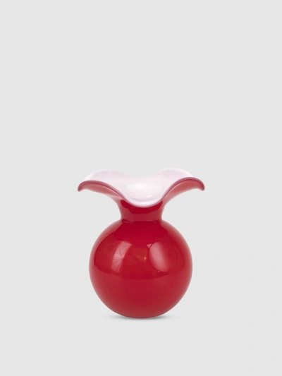 Shop Vietri Hibiscus Glass Medium Fluted Vase In Red