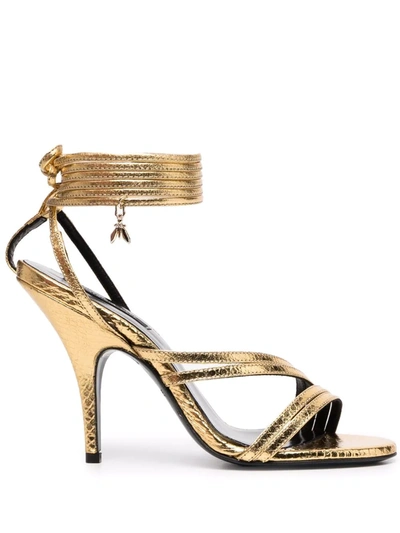 Shop Patrizia Pepe Metallic Leather 110mm Sandals In Gold