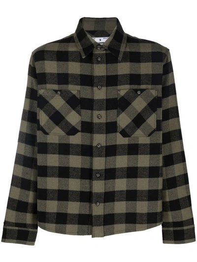 Shop Off-white Arrows-print Flannel Shirt In Schwarz