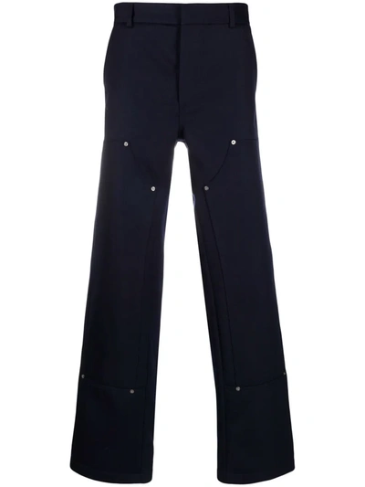 Shop 424 Workmen Multiple-pocket Straight-leg Trousers In Blau