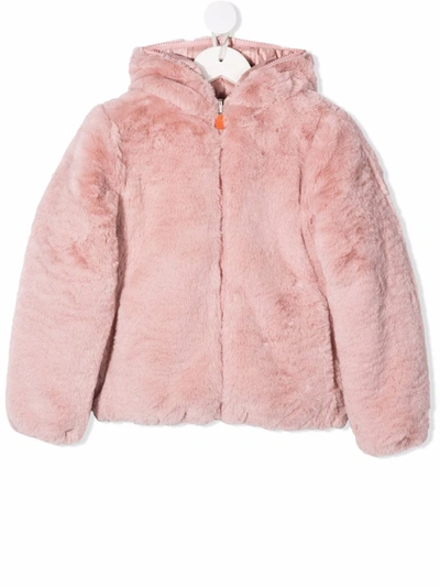 Shop Save The Duck Reversible Faux Fur Jacket In Pink
