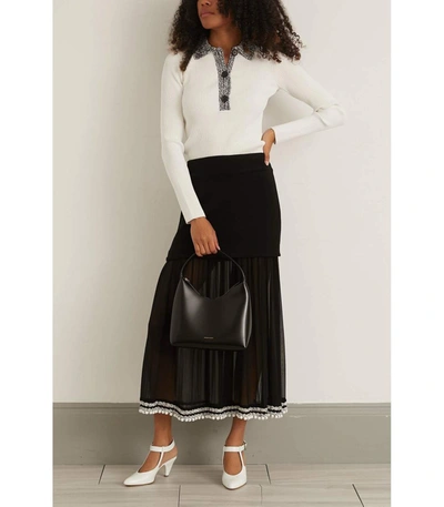 Shop Proenza Schouler Pieced Chiffon Crochet Border Skirt In Black Multi