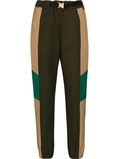 Shop Sacai Panelled Tapered Trousers In Grün