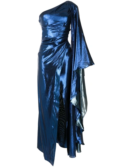 Shop Semsem One Shoulder Kaftan Dress In Blau
