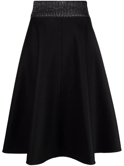 Shop Moncler Midi Skater Skirt In Schwarz