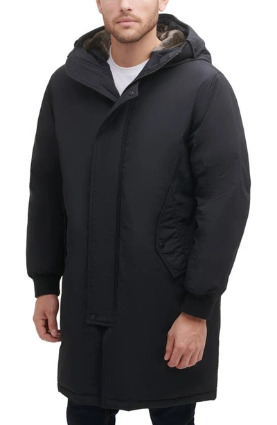 Shop Cole Haan Tech Down Parka With Faux Fur Trim In Black