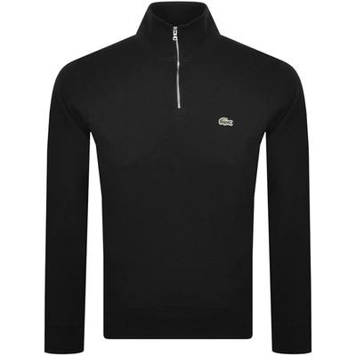 Lacoste Long-sleeve Fitted Pullover With Half-zip Closure In Black