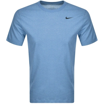 Shop Nike Training Dri Fit Logo T Shirt Blue