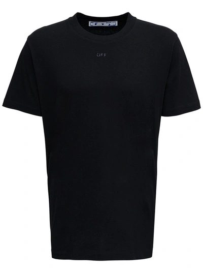 Shop Off-white Black Cotton T-shirt With Rubber Arrow Print