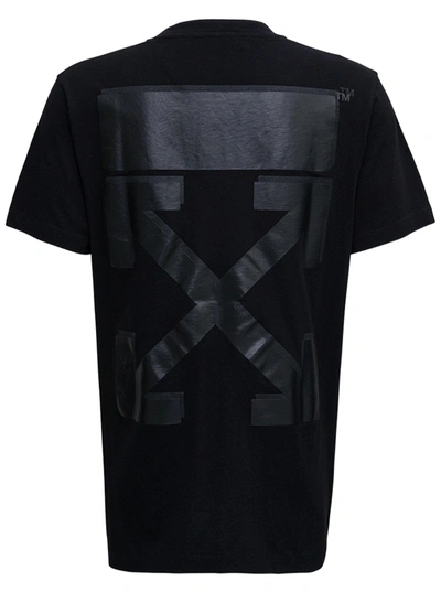 Shop Off-white Black Cotton T-shirt With Rubber Arrow Print