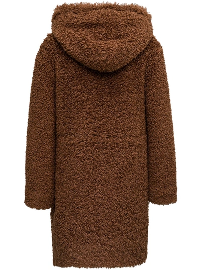 Shop Liu •jo Brown Teddy Coat With Pockets