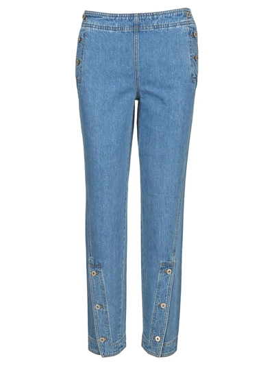 Shop Loewe Button-detail Trousers In Washed Denim