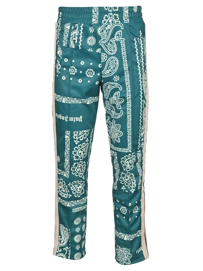 Shop Palm Angels Bandana Print Track Pants In Green White