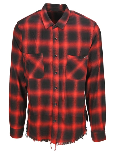 Shop Amiri Core Shadow Plaid Shirt In Red-mediumweight