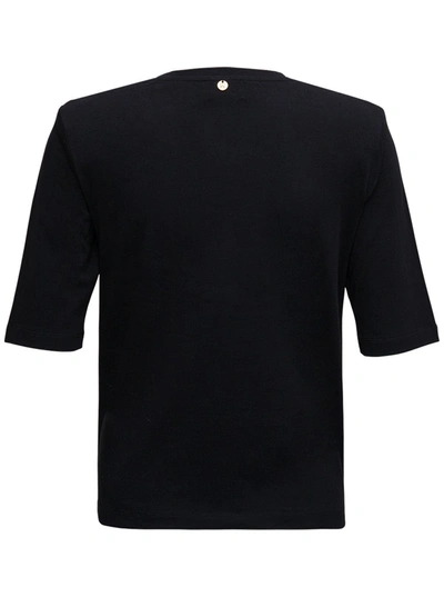 Shop Liu •jo Black Cotton T-shirt With Chain Detail